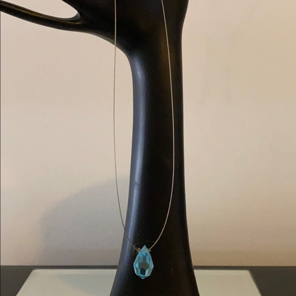 Aquamarine Crystal Teardrop Necklace